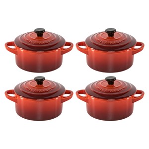 Le Creuset Stoneware Set of 4 petite Casseroles 10x5cm volcan.