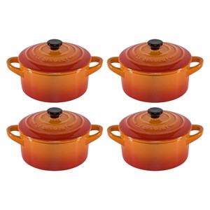 Le Creuset Stoneware Set of 4 petite Casseroles 10x5cm volcan.
