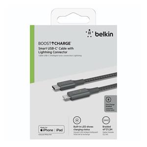 Belkin Smart LED Cable grey 1,2m USB-C / Lightning CAA006bt04GR