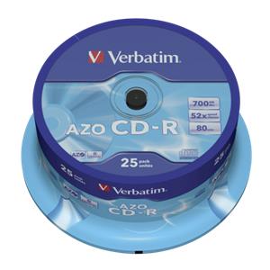 1x25 Verbatim Data Life Plus CD-R 80, 52x Speed, cake box