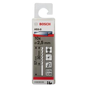 Bosch 10 Metal Drill Bits HSS-G 2,5x30x57mm