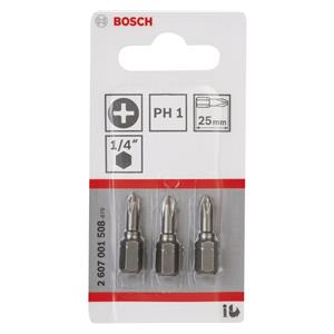 Bosch 3pcs PH Screwdriver Bit PH1 XH 25mm