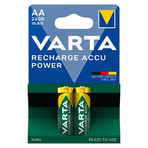 1x2 Varta Rechargeable Accu AA NiMH 2600 mAh Mignon