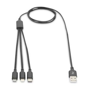 DIGITUS Cable 3-in-1 Cable USB-A to Lightning/MicroUSB/USB-C
