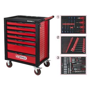 KS Tools RACINGline BLACK/RED Tool Box w. 7 Drawers 215 Tools