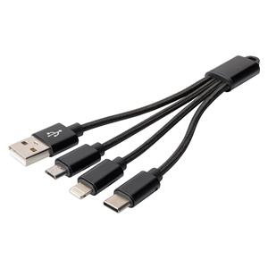 DIGITUS 3-in-1 Cable USB-A + Lightning + Micro USB + USB-C