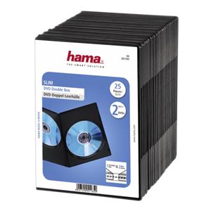 Hama Slim DVD Double Jewel Case pack of 25, black 51185