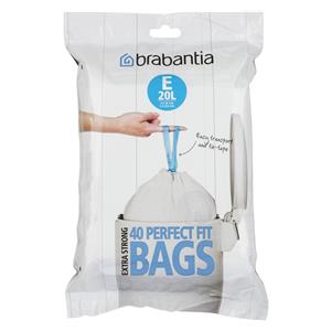 Brabantia PerfectFit Bin Liner Type E, 20 L, 40 Bags