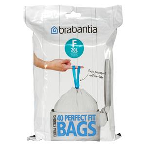 Brabantia PerfectFit Bin Liner Type F, 20 L, 40 Bags
