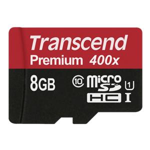 Transcend microSDHC 8GB Class 10 UHS-I 400x + SD Adapter