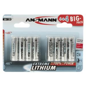 4+4 Ansmann Extreme Lithium AA Mignon LR 6 Big Pack
