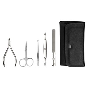 Zwilling CLASSIC snap fastener leather case, black, 5 pcs.