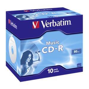 1x10 Verbatim CD-R 80 / 700MB Audio Color Live it Jewel Case