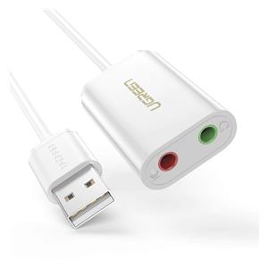 UGREEN USB-A To 3.5mm External Stereo Sound Adapter White 15cm