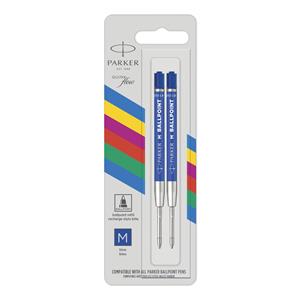 1x2 Parker Quinkflow Basic Ballpoint Pen Refill M blue