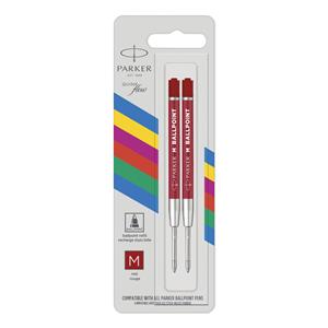 1x2 Parker Quinkflow Basic Ballpoint Pen Refill M red