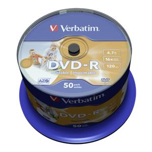 1x50 Verbatim DVD-R 4,7GB 16x Speed, photo printable