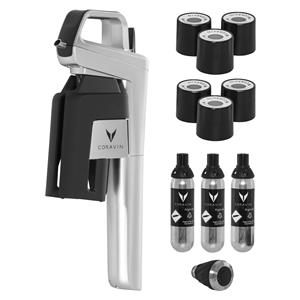 Coravin Wine System  silver Timeless Six + 12 pcs.