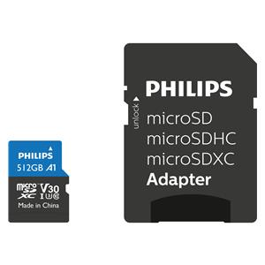 Philips MicroSDXC Card     512GB Class 10 UHS-I U3 incl. Adapter