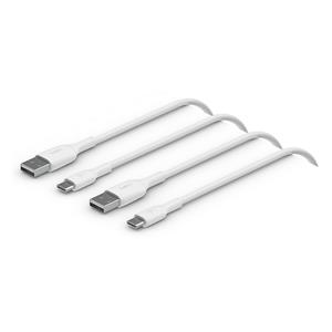 1x2 Belkin USB-C/USB-A PVC Cable 1m, 2Pack white  CAB001bt1MWH2PK