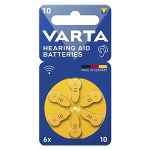 1x6 Varta Hearing Aid Batteries Type 10             24610101416