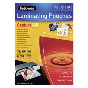 Fellowes Glossy 125 Micron Card Laminating Pouch 75x105 mm