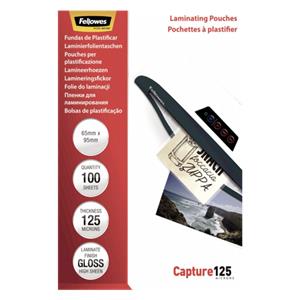Fellowes Glossy 125 Micron Card Laminating Pouch - 65x95 mm