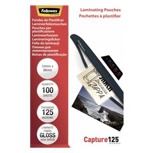 Fellowes Glossy 125 Micron Card Laminating Pouch - 54x86 mm