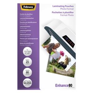 Fellowes Glossy 80 Micron Photo Laminating Pouch - 10x15cm