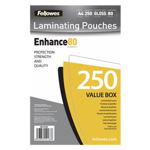 Fellowes A4 Glossy 80 Micron Laminating Pouch - 250-pack