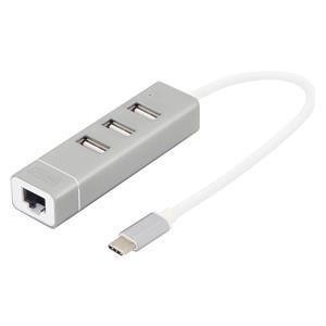 DIGITUS USB Type-C 3-Port Hub plus Fast Ethernet LAN-Adapter