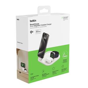 Belkin BOOST Charge 3in1 Qi2 15W magn.Charg.Stand wh. WIZ029vfWH