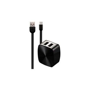 REMAX 2.4 A Dual USB Charger & Data Cable For Lightning RP-U215 EU, 1m (black)