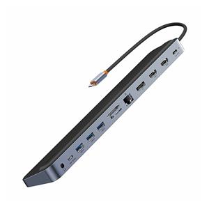 Baseus EliteJoy Gen2 12-Port Type-C HUB Adapter Dark gray（Type-C to HDMI*2+USB3.0*3+PD*1+DP*1+SD/TF*1+RJ45*1+Type-C Data*1+3.5mm*1）