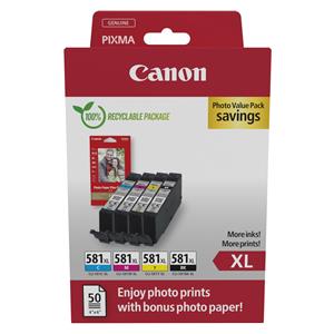 "Canon Tinte CLI-581XL 2052C004 4er Multipack (BKMCY) + Fotopapier"