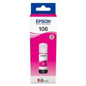 "Epson Tinte ON 1LB 106 EcoTank Magenta ink bottle"