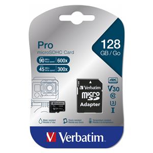 "CARD 128GB Verbatim MicroSDHC Pro Class 10 + Adapter retail"