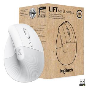 "Logitech Lift for Business Vertical mouse ergonomic 6 buttons wireless Bluetooth 2.4 GHz Bolt USB receiver off-white"