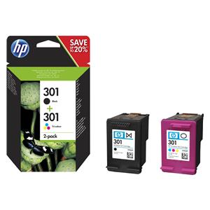 TIN HP Tinte 301 N9J72AE Combo 2er Pack Schwarz & Color (Cyan/Magenta/Gelb)
