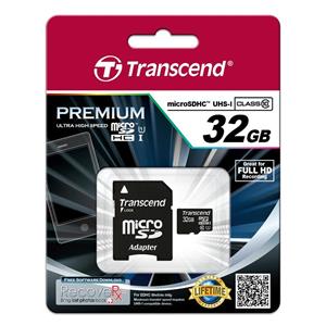 "CARD 32GB Transcend Premium MicroSDHC 45MB/s +Adapter"