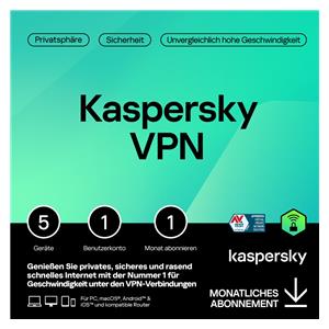 "Kaspersky Secure Connection – 1 User, 5 Device, 1 Month - Subscription (ABO) – ESD-DownloadESD"