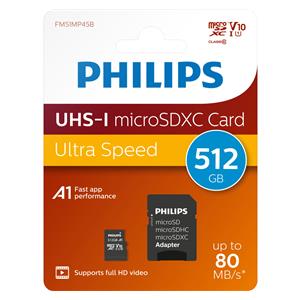 Philips MicroSDXC Card     512GB Class 10 UHS-I U1 incl. Adapter 3