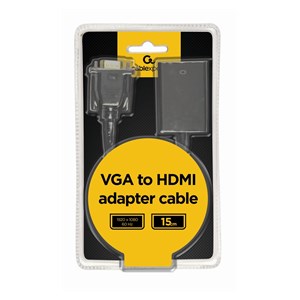 CABLEXPERT VGA to HDMI adapter cable, 0.15 m, black