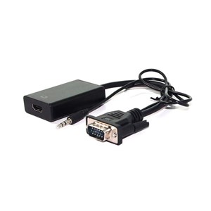 Roline VALUE adapter/kabel VGA+Audio - HDMI, M/F, 0.15m, crni
