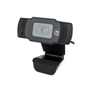 Manhattan USB Webcam, Two Megapixels (Clearance Pricing), 1080p Full HD, USB-A, Integrated Microphone, Adjustable Clip Base, 30 frame per second, Black, Three Year Warranty, Box
