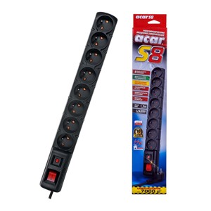 ACAR S8 power extension 1.5 m 8 AC outlet(s) Indoor Black