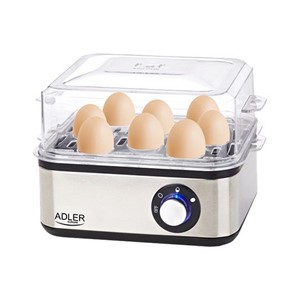 Adler AD 4486 egg cooker 8 egg(s) 800 W Black,Satin steel,Transparent
