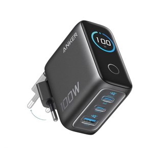 Anker 100W GaN Smart Display 3-port charger, dark grey