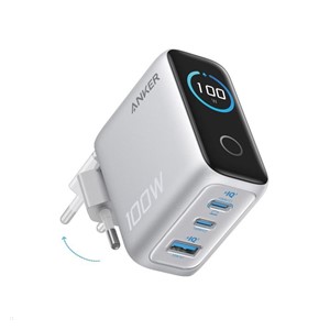 Anker 100W GaN Smart Display 3-port charger, silver