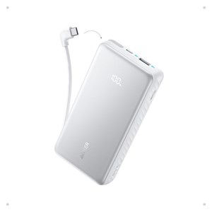 Anker Zolo Powerbank 20000 mAh, 22,5W z vgrajenim USB-C kablom, bel